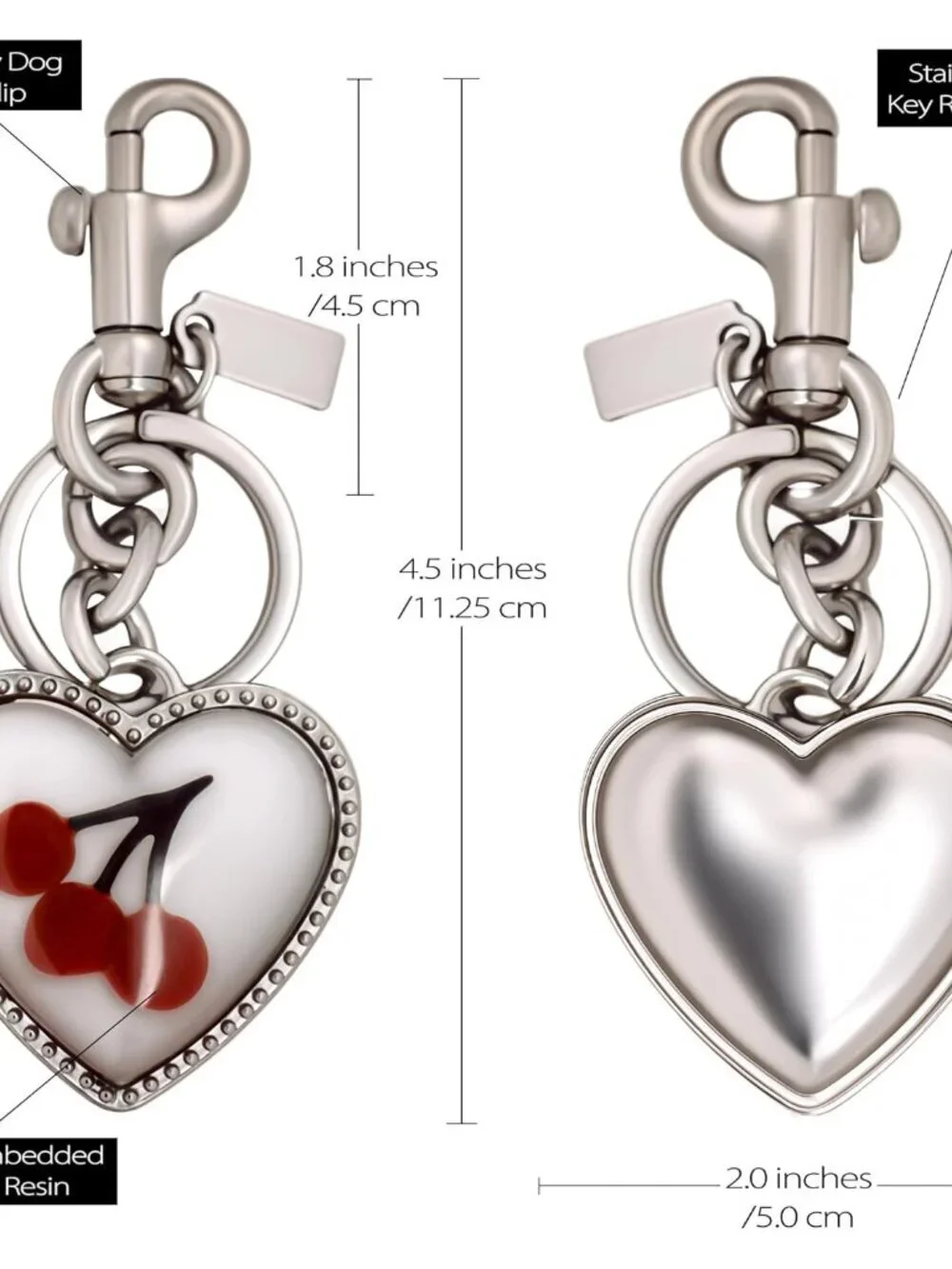 Cherry Bag Charm, Heart Bag Charm for Handbags Car Keychain Charms Keyring Acces